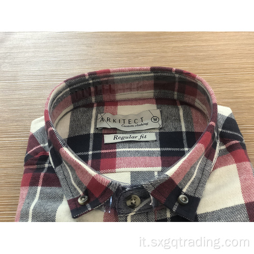 Camicia di flanella a manica lunga maschile 100% cotone moda